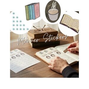 Cozy Book Theme Sticker Sheet for Planners and Journals 4 Designs Pastel Star